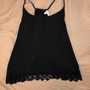 Black open back crop top
